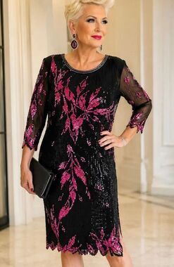 Vintage SHO MAX Originals 100% Silk Hand Beaded Sequin Cocktail Dress Large